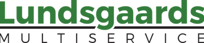 A green and white logo for lundsgaards multiservice