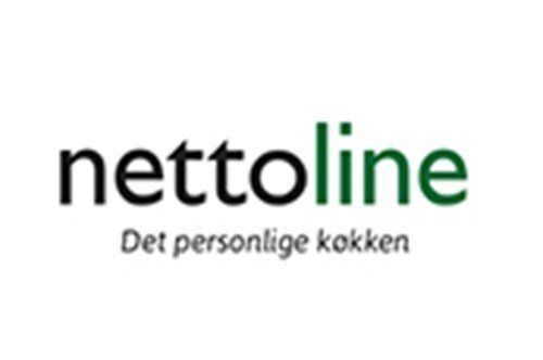 Et sort og grønt logo til nettoline på en hvid baggrund