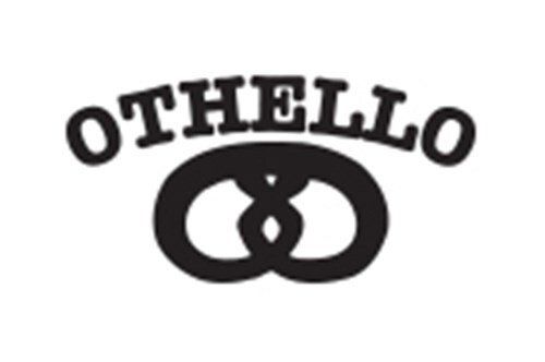 Et sort/hvidt logo til othello med en kringle i midten.