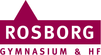 Logoet for rosborg gymnasium og hf er lilla og hvidt