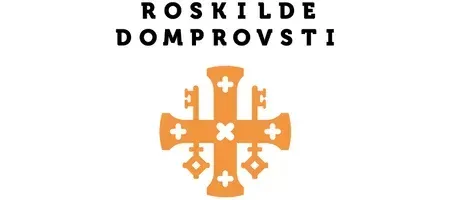 Et logo for Roskilde Domkirke med et orange kors