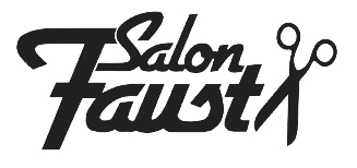 Et sort/hvidt logo til en salon kaldet salon faust
