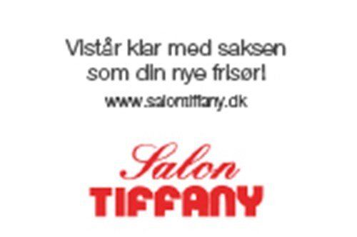 Et rødt og hvidt logo til salon tiffany