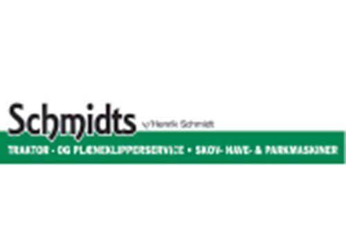 Et grønt og hvidt logo til schmidts traktorer