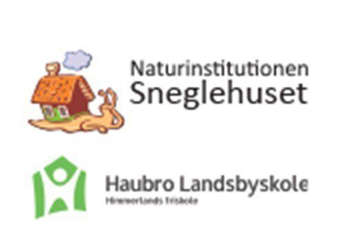 Two logos for naturinstitutionen sneglehuset and haubro landsbyskole