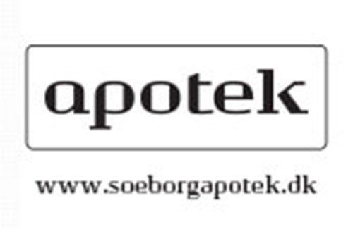 Et logo til apotek er vist på hvid baggrund