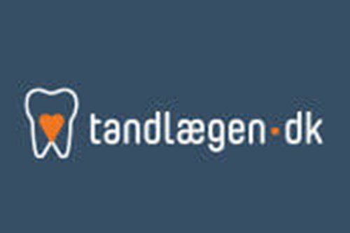 En blå baggrund med en tand og ordene tandlegen.dk