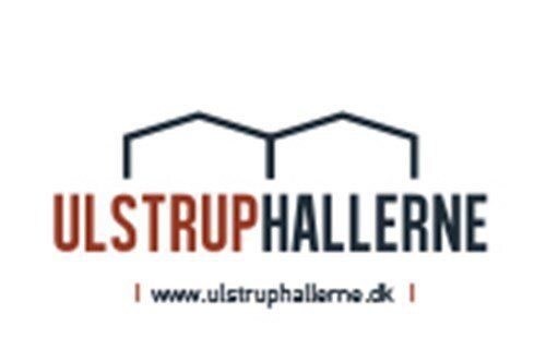Et logo for ulstruphallerne er vist på hvid baggrund