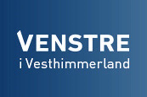 En blå baggrund med hvid tekst, der siger 'vensre i vesthimmerland'