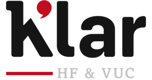 Et sort og rødt logo til klar hf & vuc
