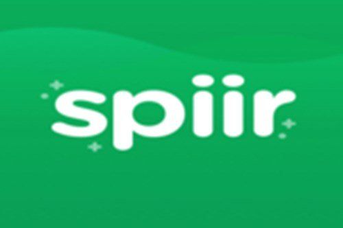 En grøn baggrund med ordet spiir med hvide bogstaver