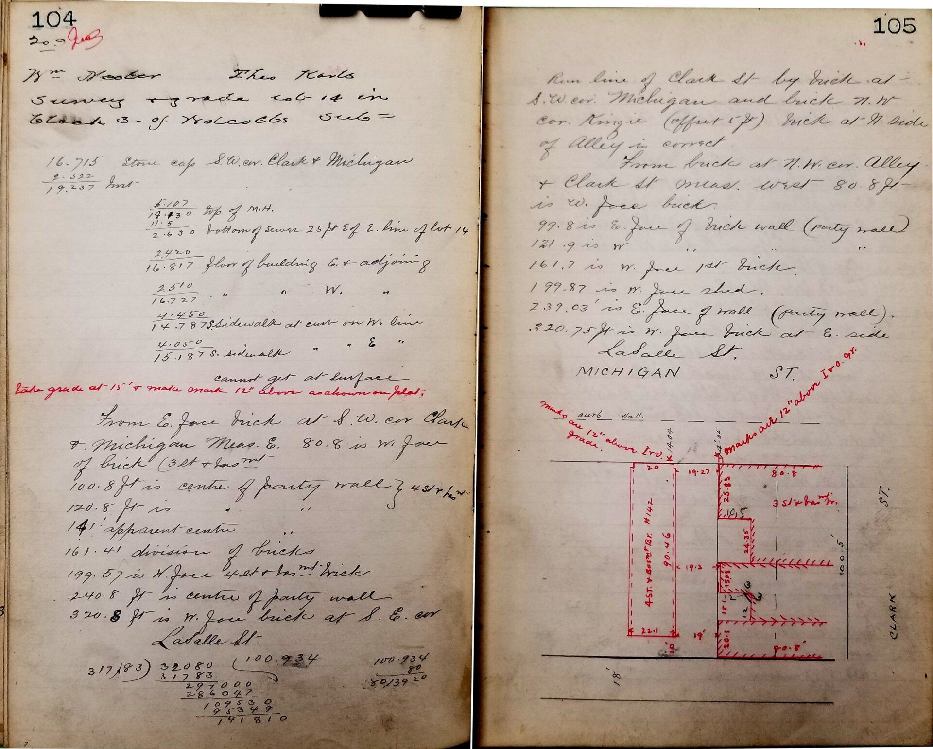 Rudolph Book 89, Pages 104-105, SWX Michigan St. (Hubbard St.)                             -Chicago Guarantee Survey Co.