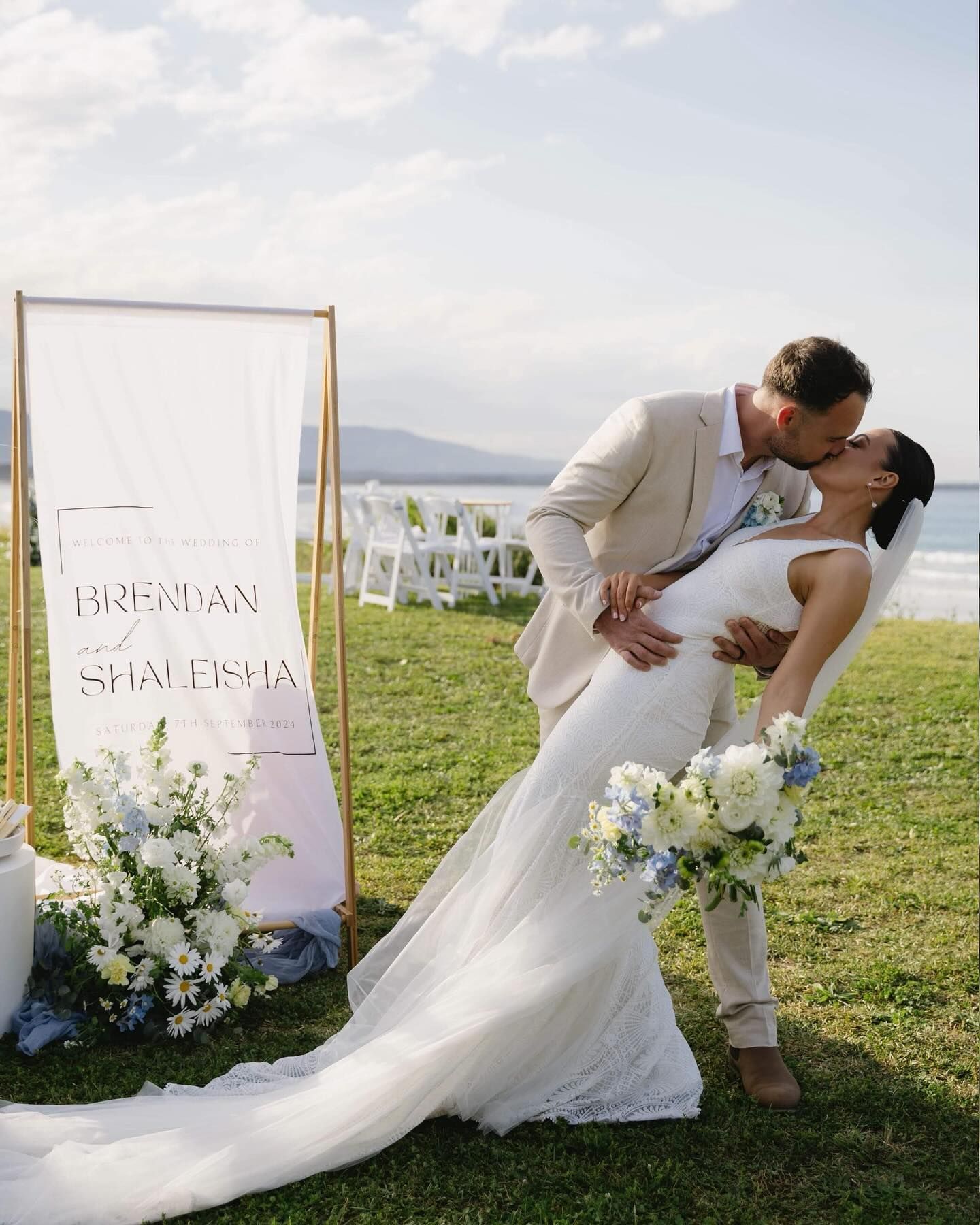 Groom dipping the Bride with a kiss — Seed + Salt Photography In Smithtown, NSW