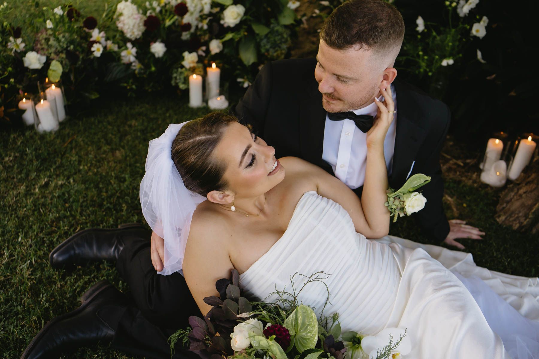 Newly married wife and husban walking down the isle — Seed + Salt Photography In Smithtown, NSW