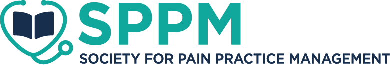 A logo for the society for pain practice management