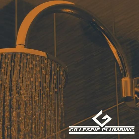 A Picture of A Shower Head with A Logo for Gillespie Plumbing — Gillespie Plumbing in Grafton, NSW