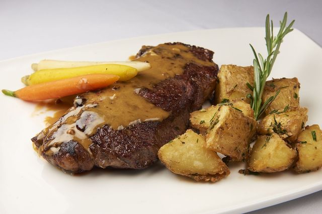 Pan-Roasted New York Strip with Cabernet Shallot Confit