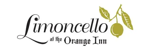 A logo for limoncello at the orange inn with a lemon and leaves