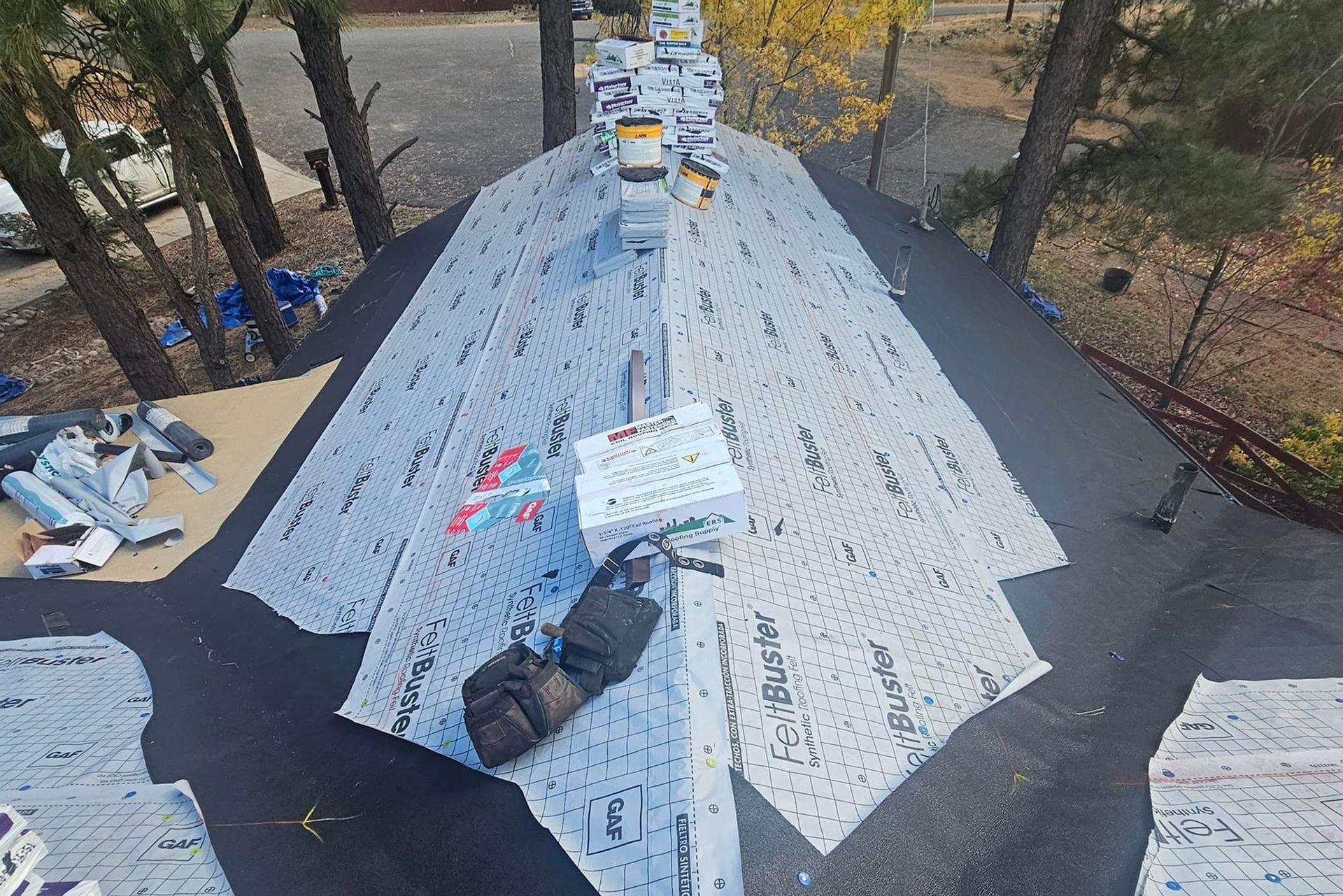 Aerial View of a Roof Under Construction — Flagstaff, AZ — Northern Arizona Building and Investments