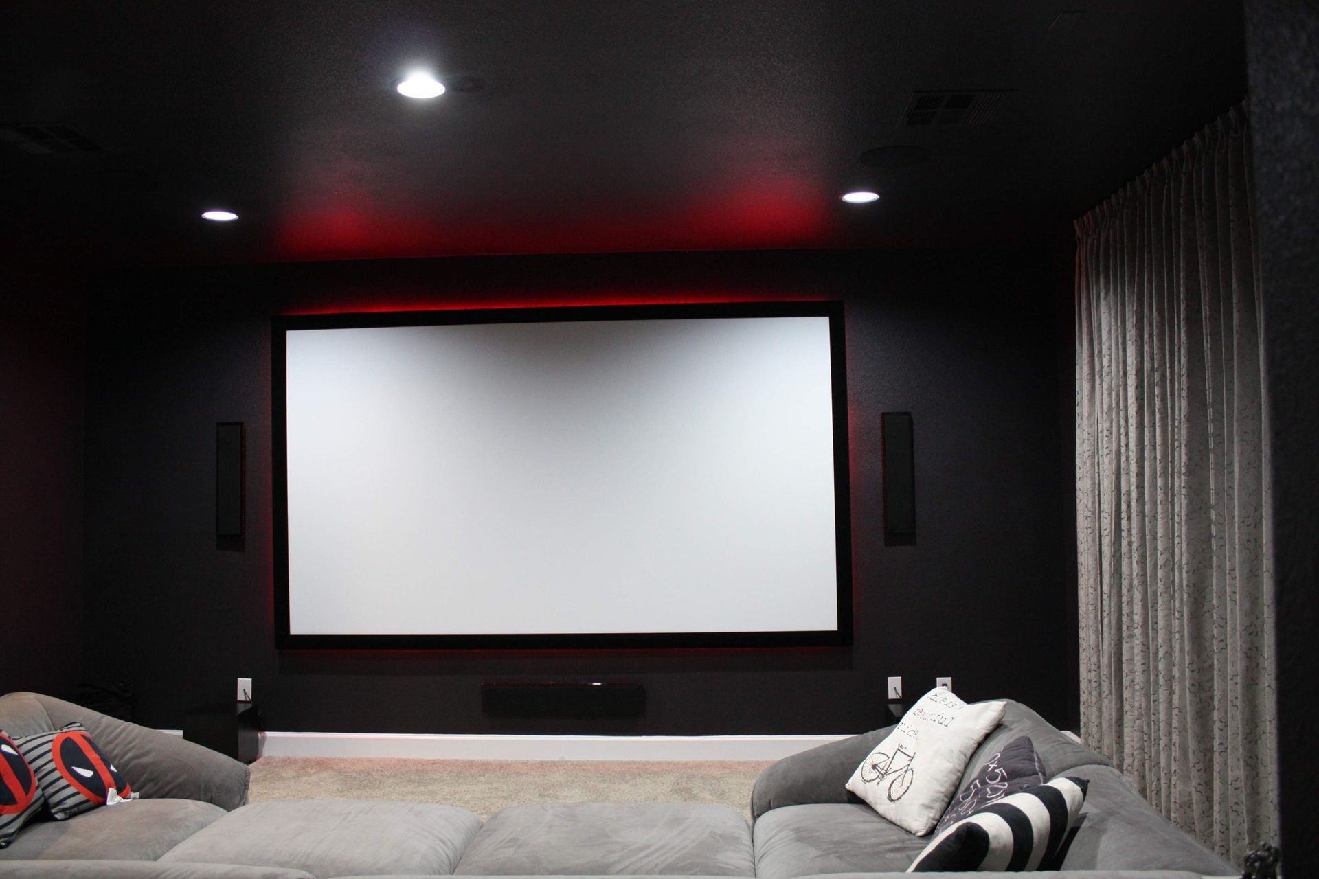 Home Theater With a Projector Screen — Austin, TX — ACA Electronics Inc.