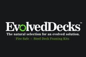 The logo for evolved decks is on a black background