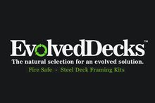 The logo for evolved decks is on a black background
