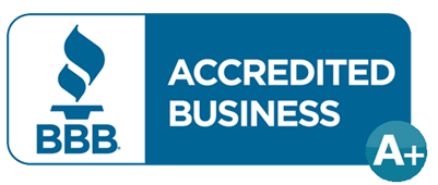 A blue sign that says accredited business a+