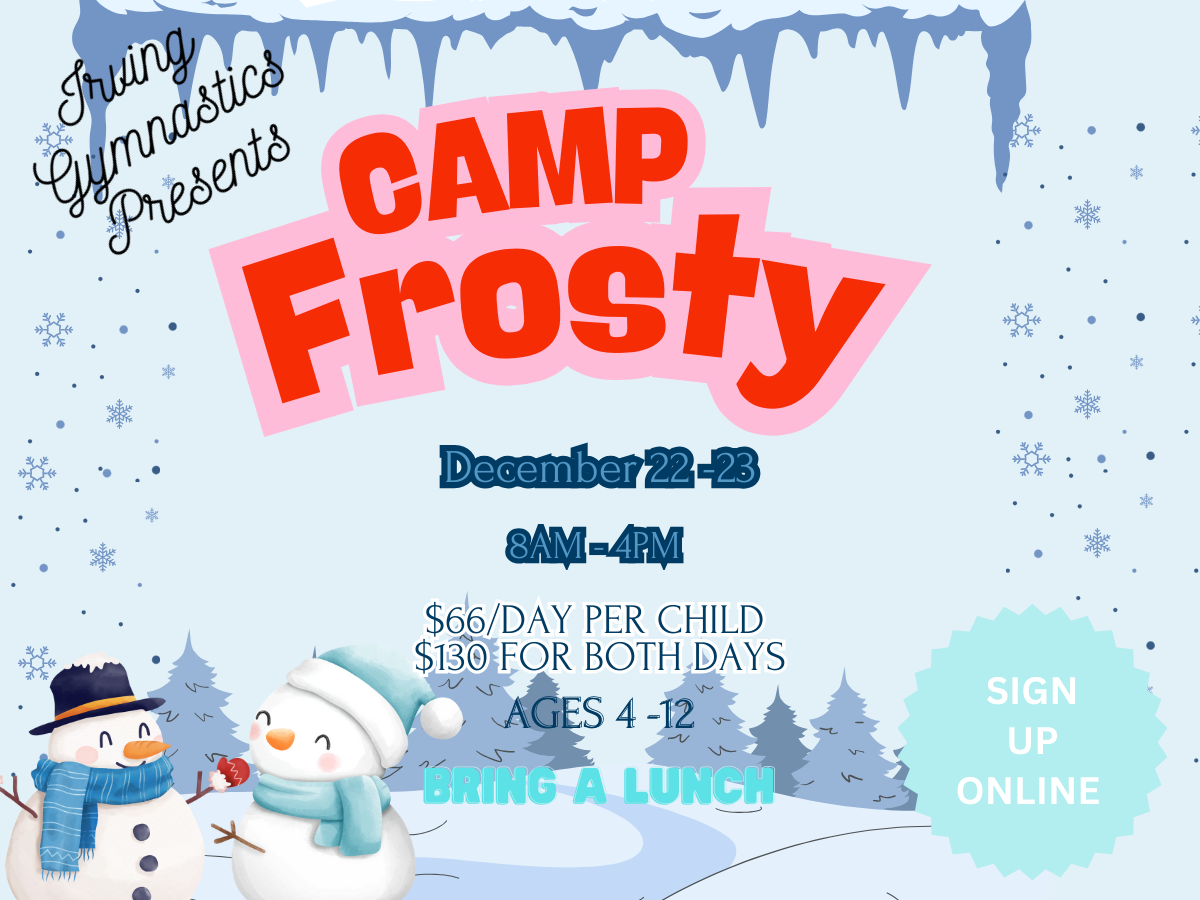 An image advertising Camp Gobble, a gymnastics Camp on Thanksgiving Week at Irving Gymnastics