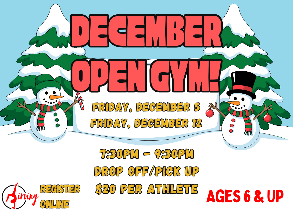 Sign up for Open Gym at Irving Gymnastics for Cheerleaders, Gymnasts, Tumblers, and Dancers.