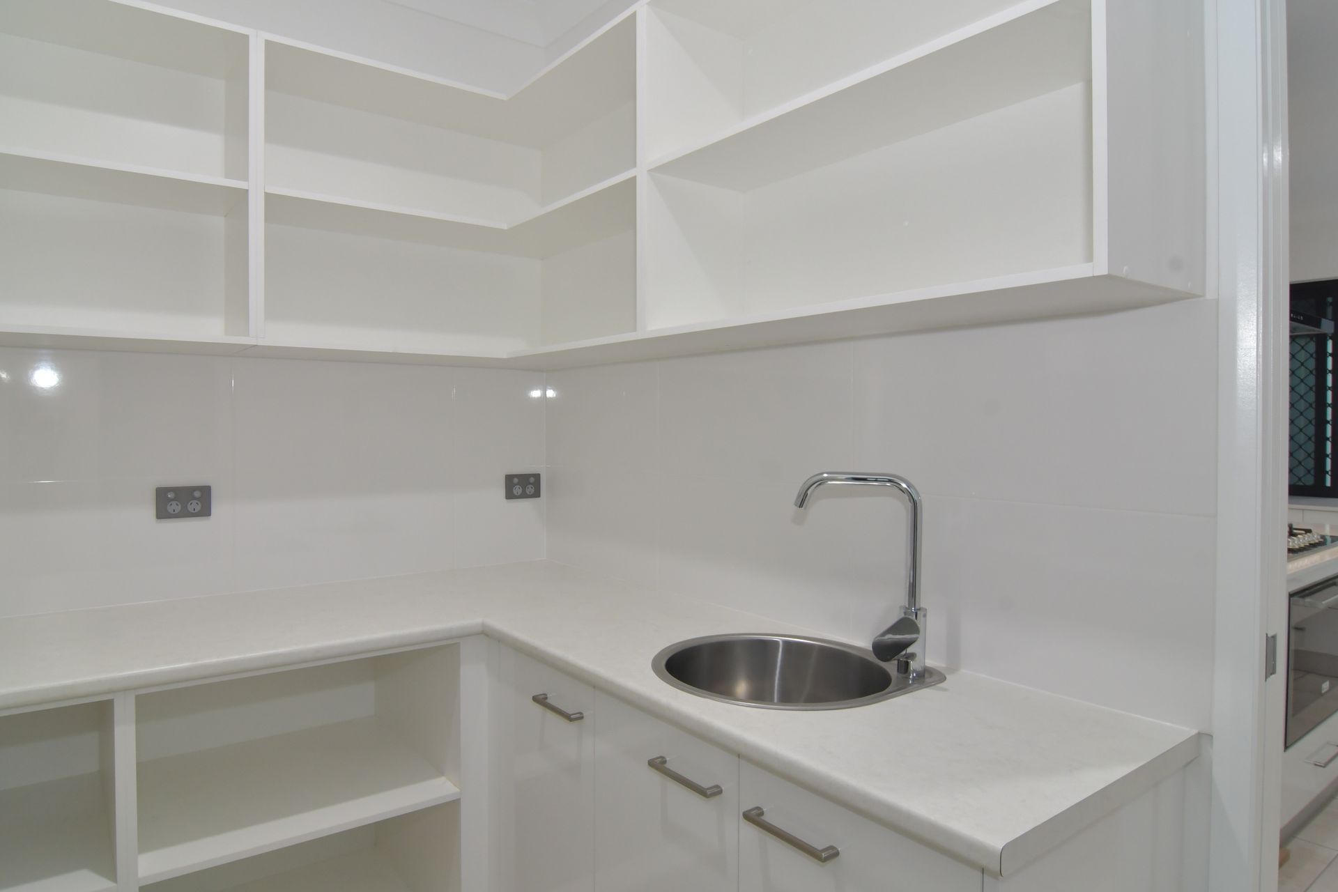White Pantry With Built-in Shelves — B & C Cabinets in Mareeba, QLD