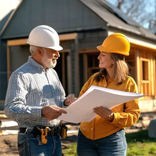 Reviewing Plans with Homeowner for Attached ADU Under Construction