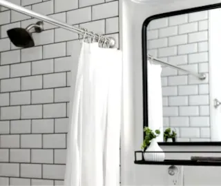 White tiled shower in bathroom renovation Huntington Beach CA