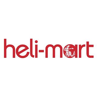 A red logo for a company called heli-mart on a white background.