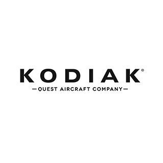 The logo for kodiak quest aircraft company is black and white.