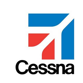A blue red and white logo for cessna.