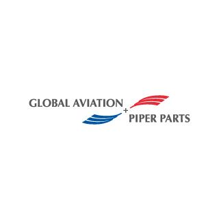 The logo for global aviation + piper parts is red, blue and white.
