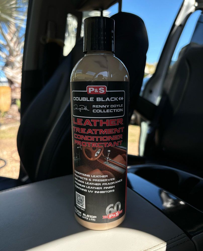 A Bottle of P & S Double Black Leather Treatment Conditioner — Best Car Detailing in Vincent, QLD
