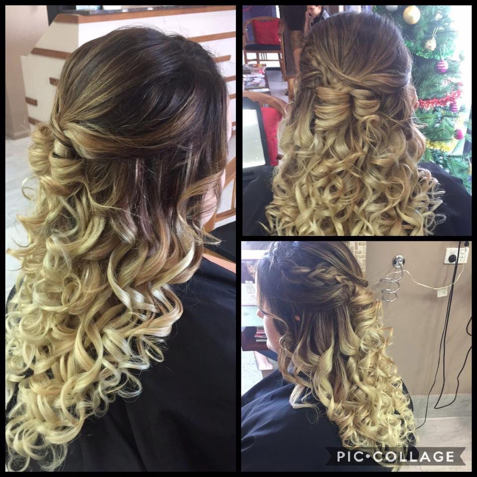 A Woman With Long Curly Hair is Wearing a Half Up Half Down Hairstyle — Instyle Hair on B in Berserker, QLD