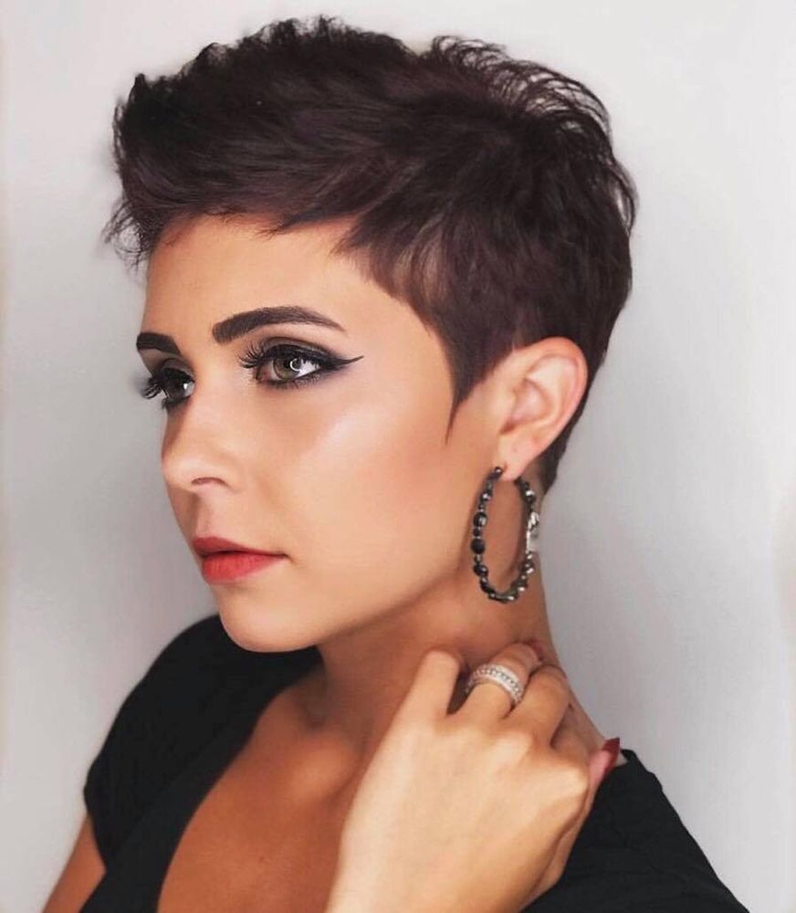A Woman With Short Hair is Wearing Hoop Earrings and a Black Shirt with make up— Instyle Hair on B in Berserker, QLD