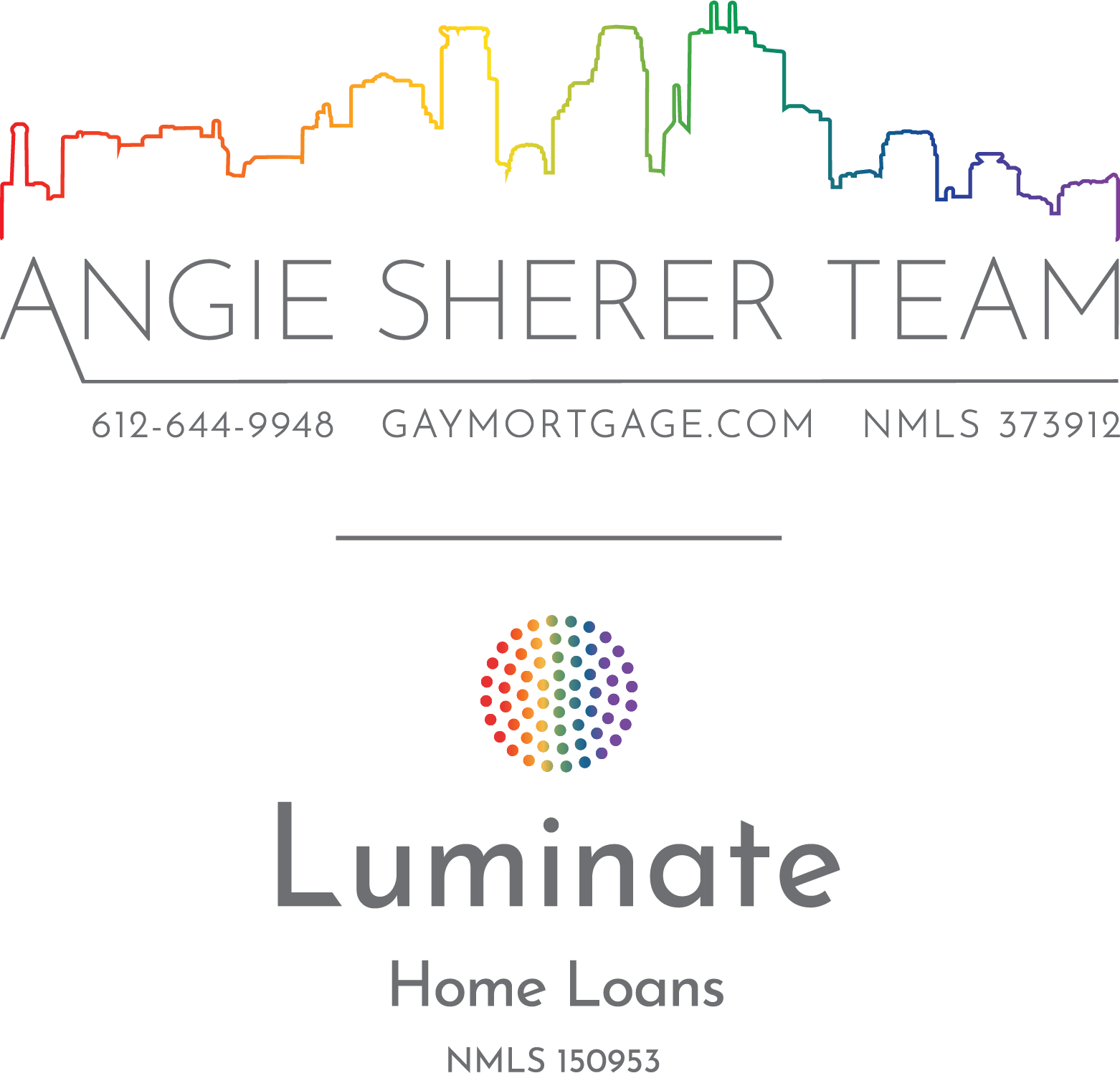 The logo for angie sherer team luminate home loans