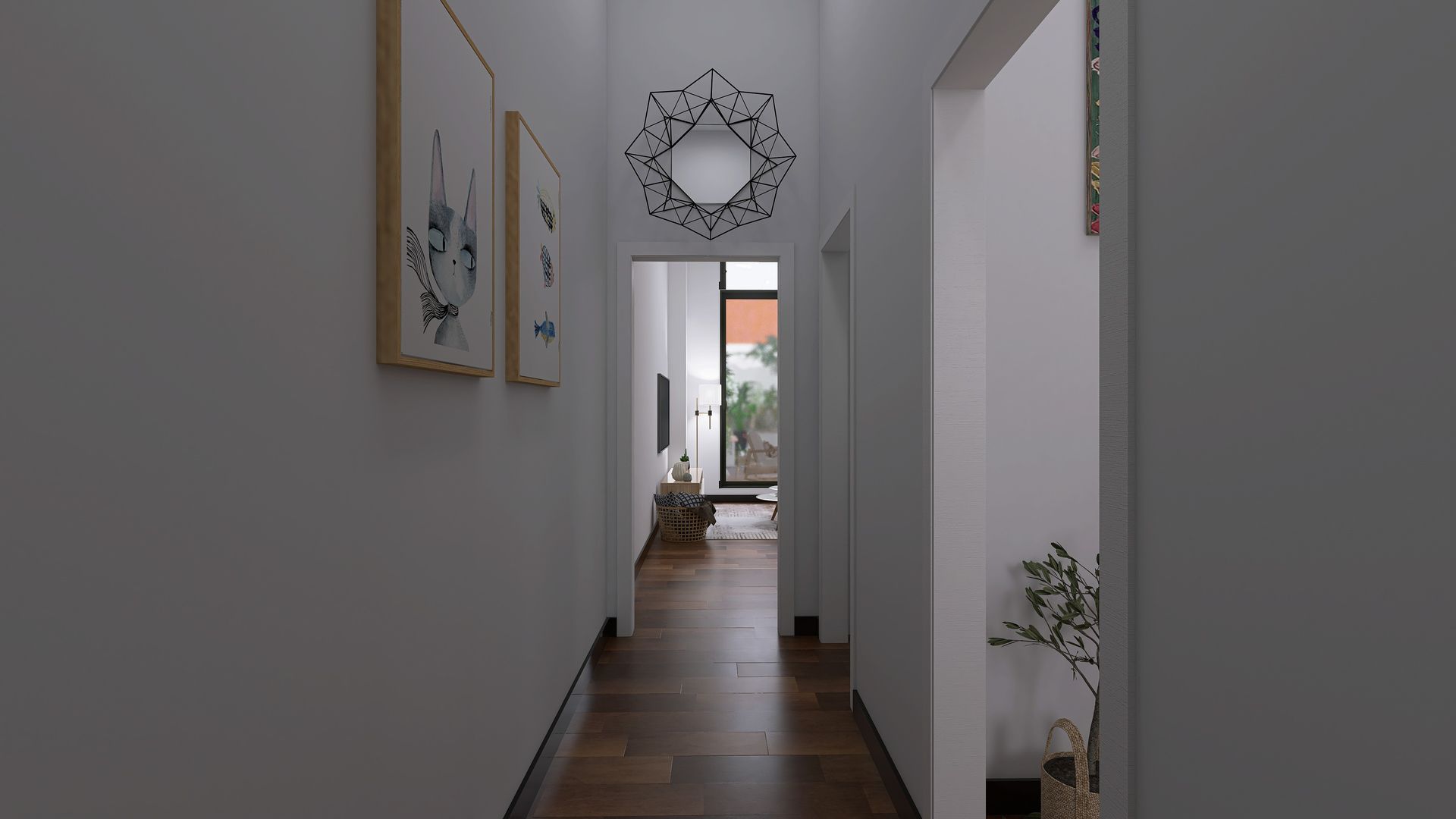Render de un pasillo