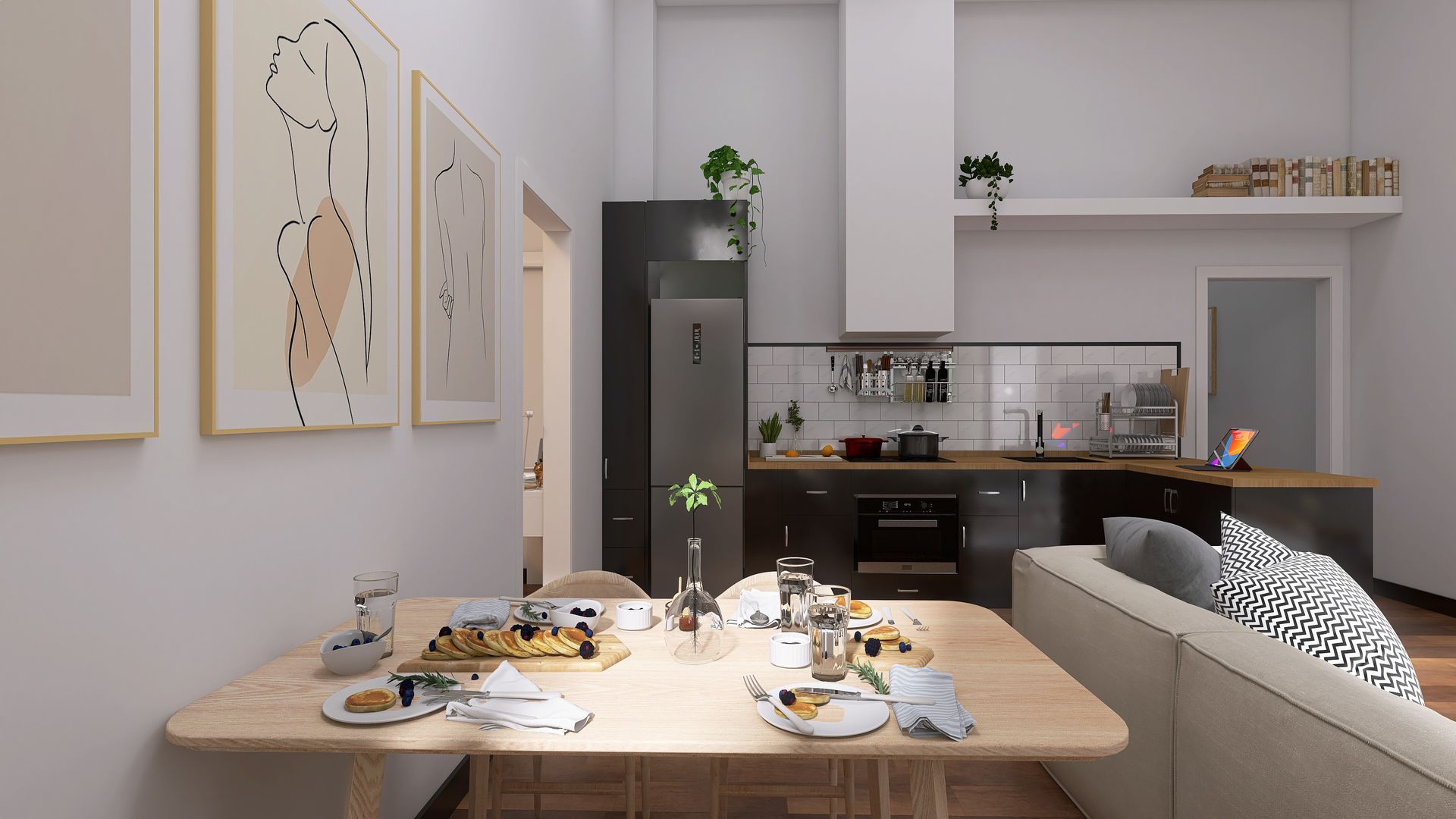 Render de un comedor