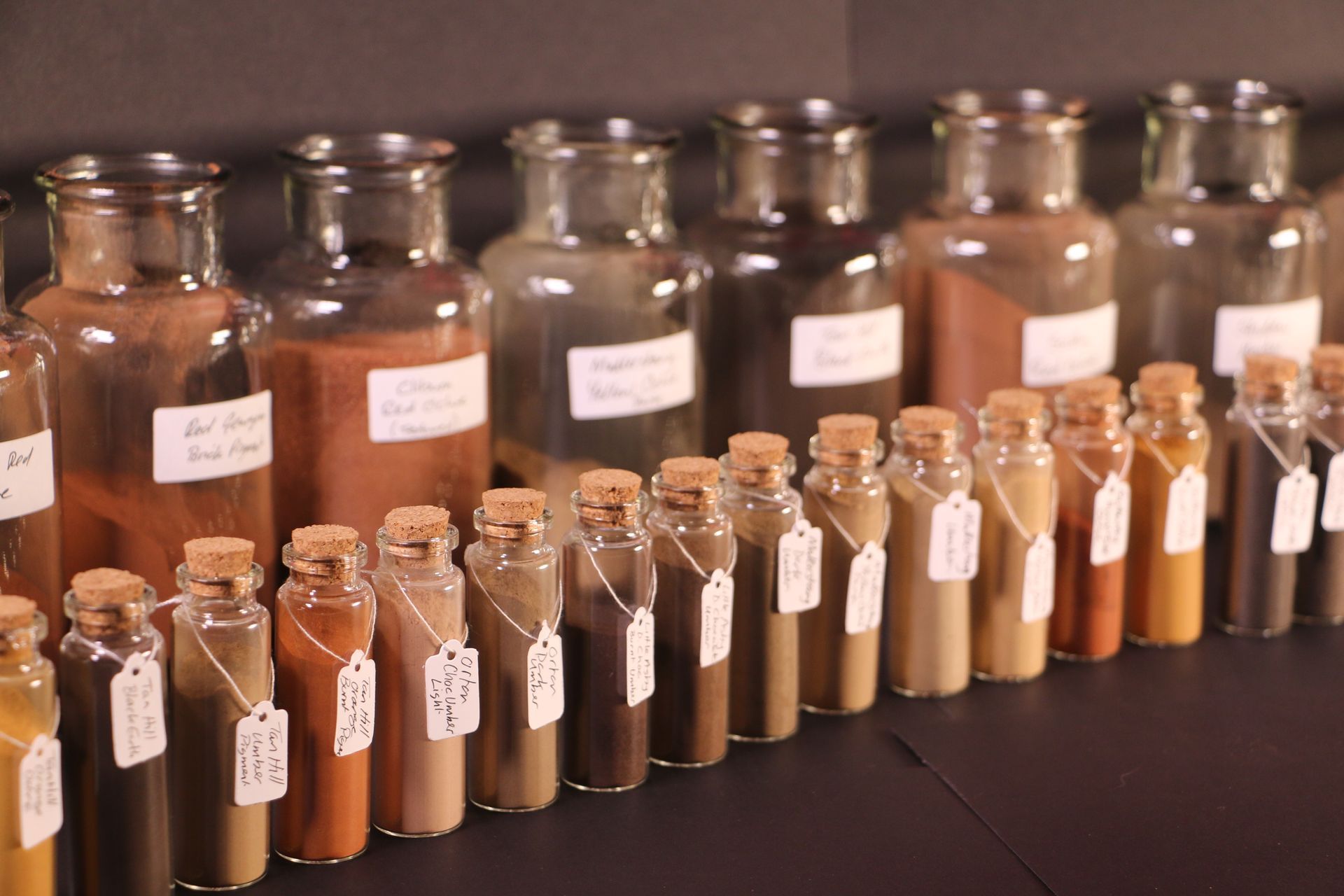 A range of studio made earth pigments