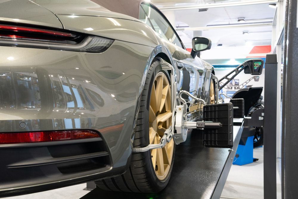 Car Tyre Inspection in A Garage