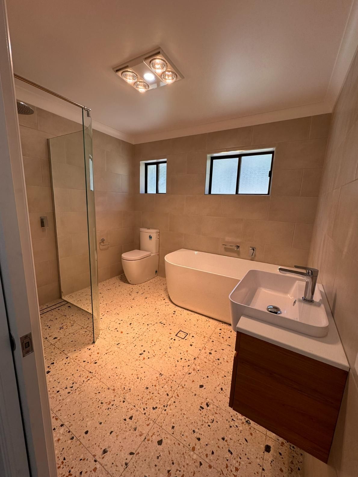 Modern Bathroom With Shower — J&C Quality Construction in Goulburn, NSW
