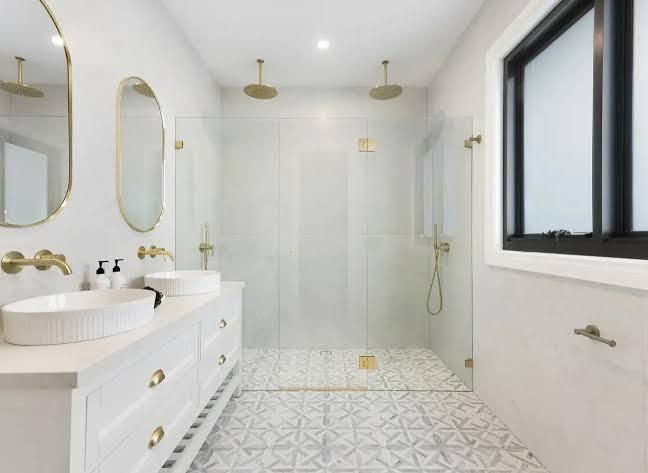 Bright White Bathroom With Double Sinks — J&C Quality Construction in Goulburn, NSW