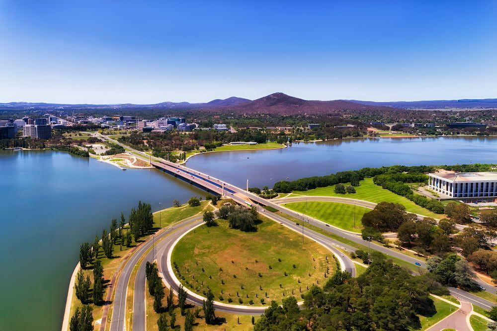 AeriaL View of Canberra, Australia, With a Lake, Bridge — J&C Quality Construction in Canberra, ACT