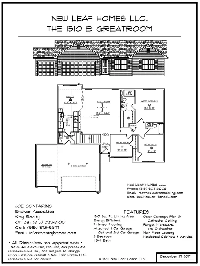 Floor plan and exterior rendering of a house, the
