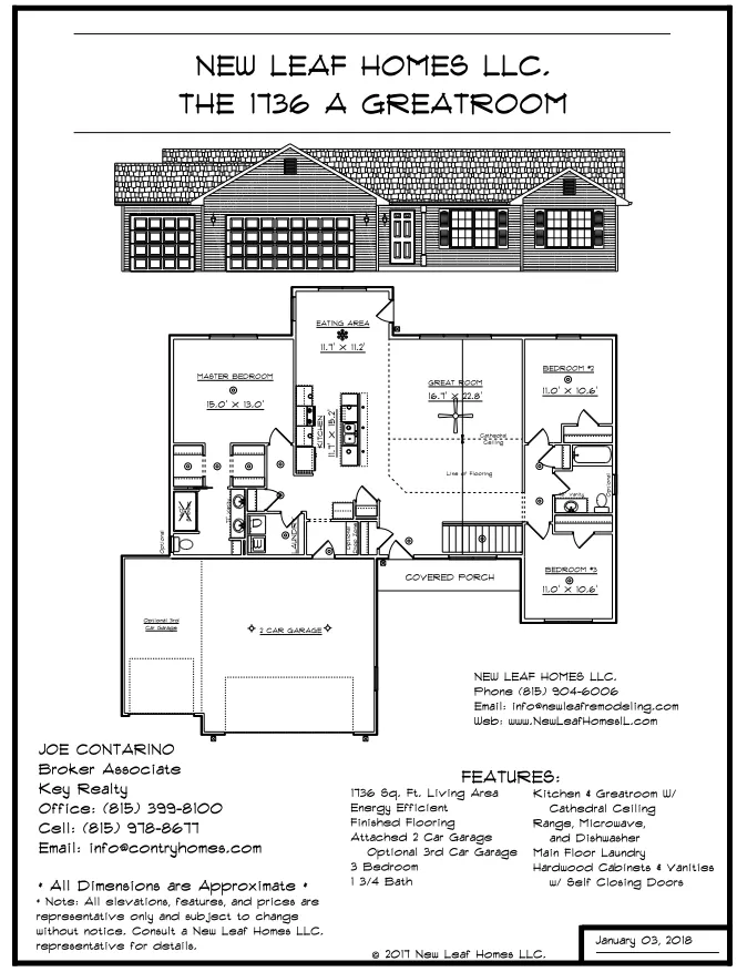 Floor plan and exterior rendering of