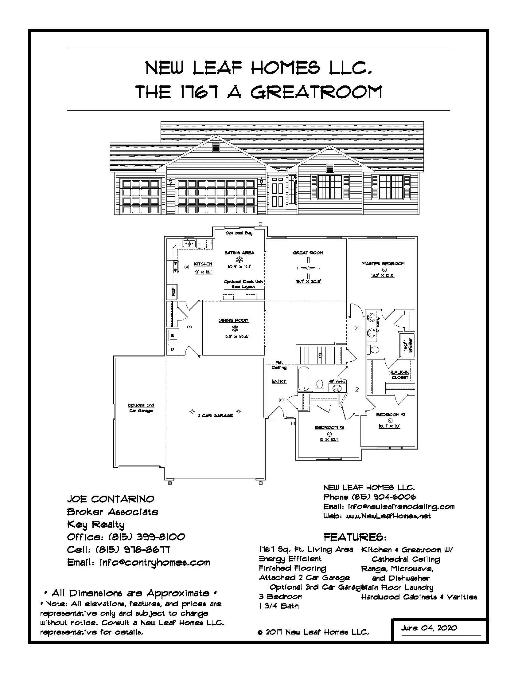 Floor plan of a house by NEJ Leaf Homes, labeled